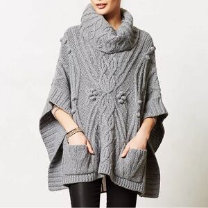 Anthropologie O/S EUC “Sleeping on Snow” wool rabbit hair blend poncho-oversized